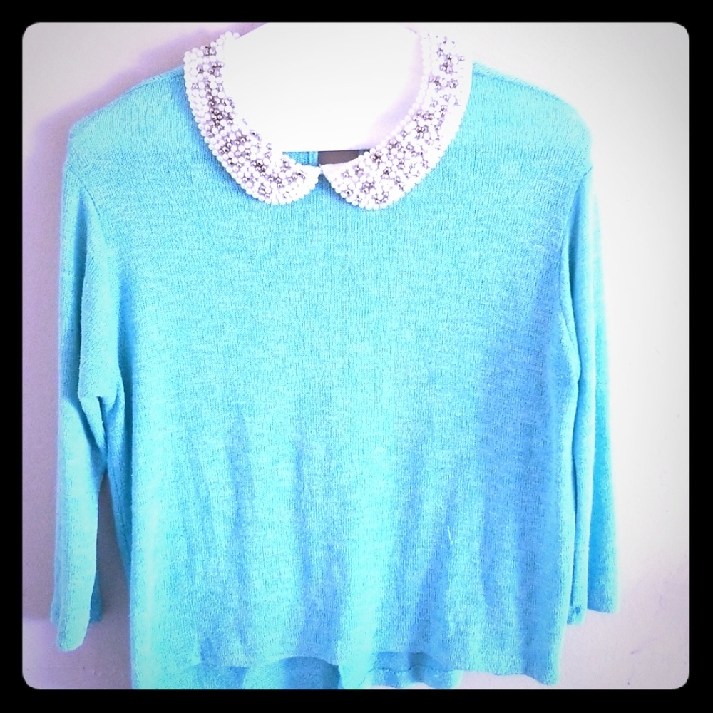 Top with beaded collar